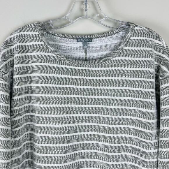 T by Talbots green white stripe coastal textured pullover beach lounge top small - Picture 2 of 8